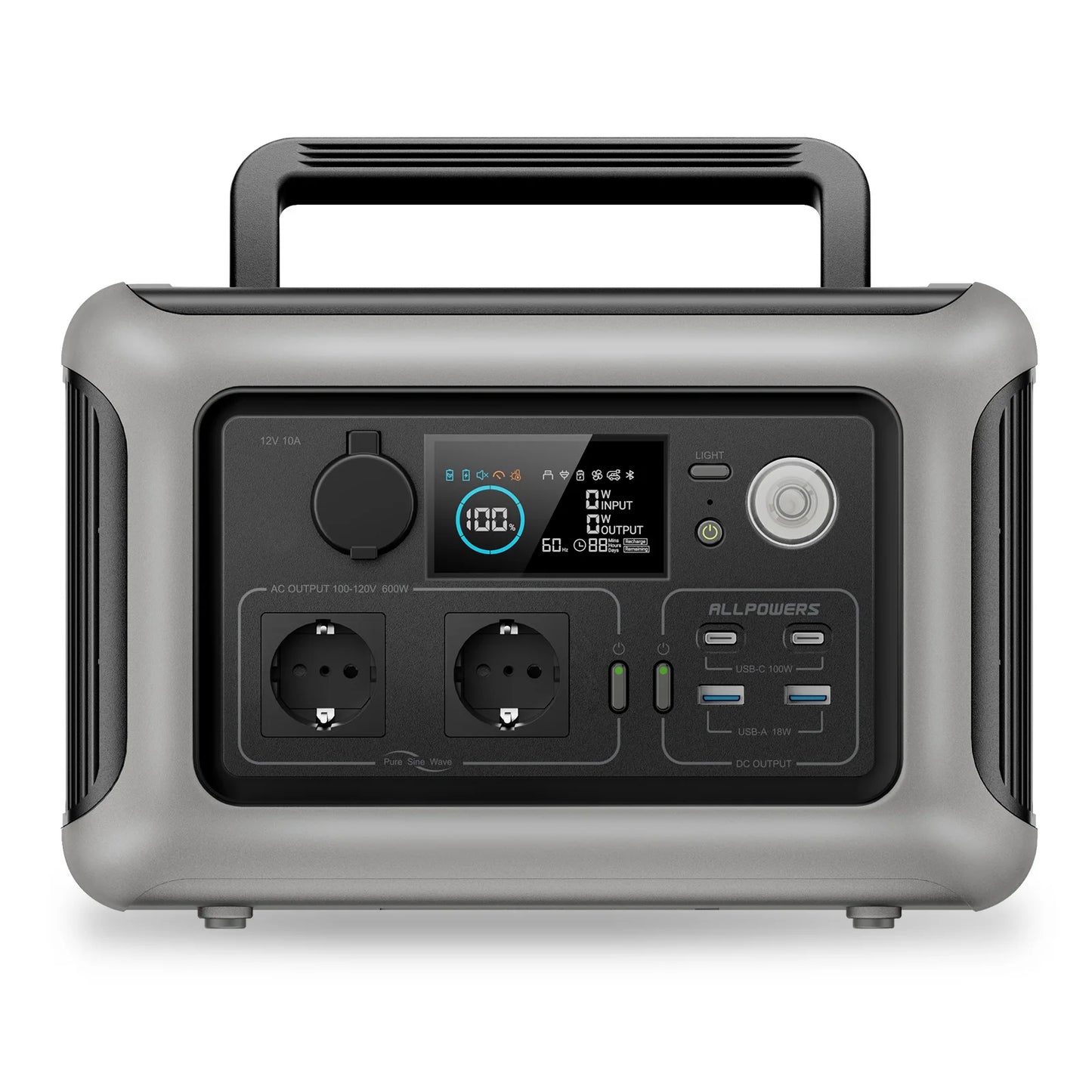 ALLPOWERS Portable Power Station R600, 299Wh LiFeP04 Battery with 2x 600W (1200W Surge) AC Outlets for Outdoor Camping RV Home