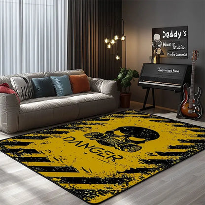 Skull Gas Mask Drum Rug, Non-Slip Washable Area Carpet for Room Office, Artistic Gift Decor