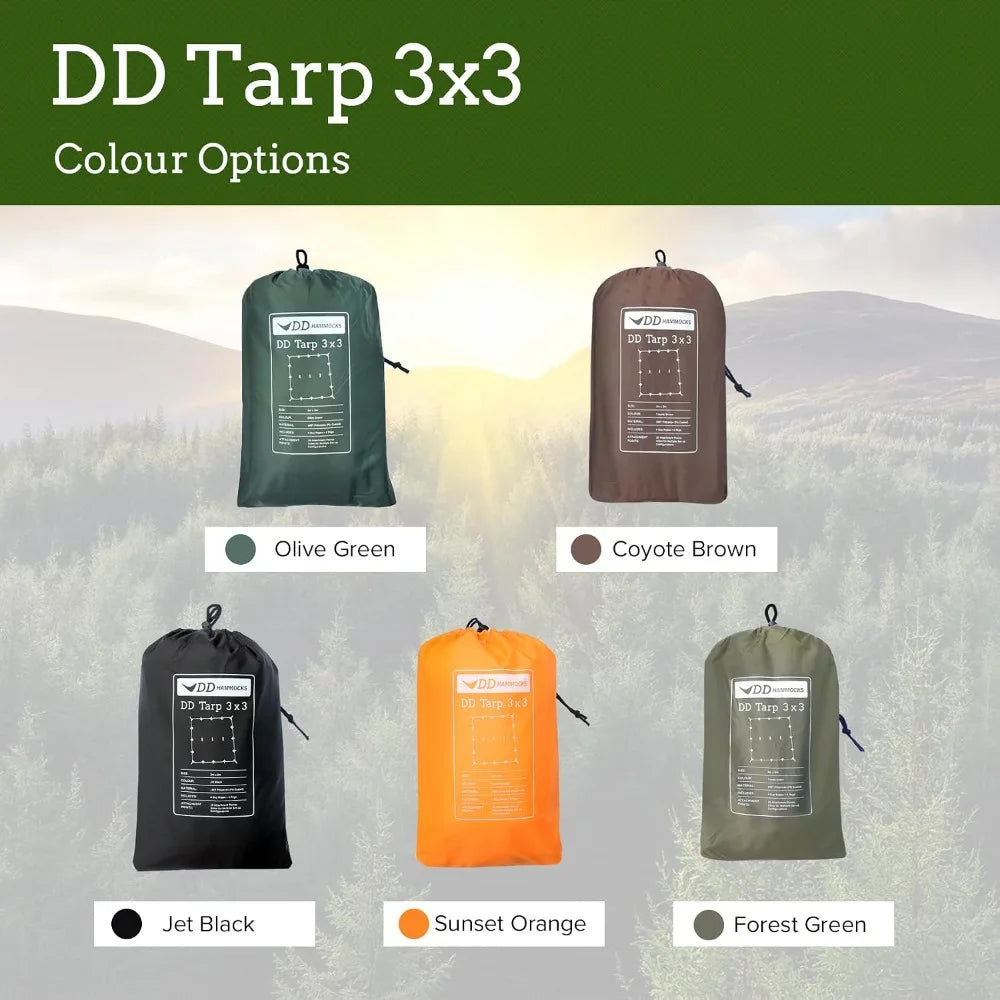 3x3 Meter Waterproof Camping Tarp Shelter 10x10 ft Lightweight Rainfly Tent for Outdoor Adventure