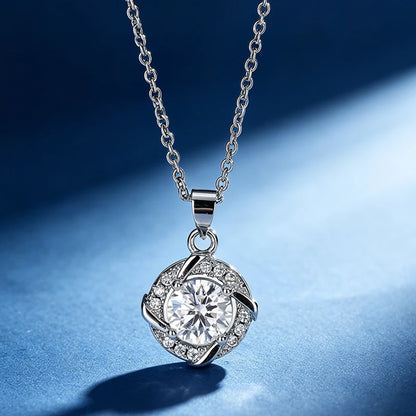Moissanite sunflower Pendant Women's 925 Silver Necklace Comes with a GRA Certificate Perfect for Anniversaries and Parties