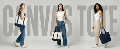 1/3/6PCS Heavy Duty Canvas Tote Bag with Front Pocket Blank DIY Reusable Grocery Shoulder Bag for Women Office School Beach