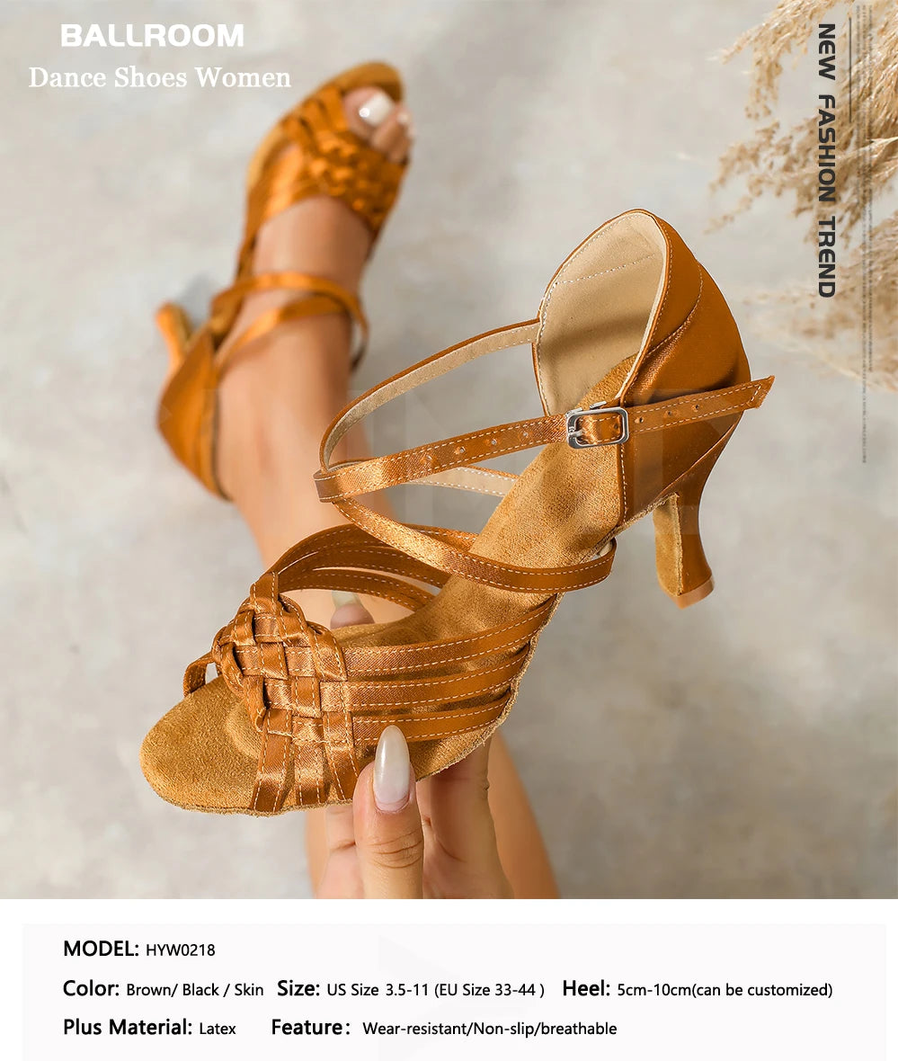 CIDIPAI Women Latin Dance Shoes High Heels Tango Party Dance Shoes For Girls Ladies Satin Salsa Sandals Dancing Ballroom Shoes