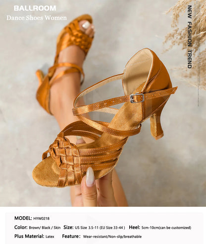 CIDIPAI Women Latin Dance Shoes High Heels Tango Party Dance Shoes For Girls Ladies Satin Salsa Sandals Dancing Ballroom Shoes