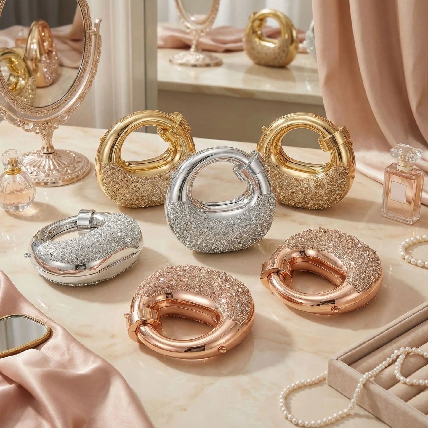 Mini Golden Evening Bag Purses and Handbags Luxury Designer Shoulder Bags Diamond Party Wedding Round Acrylic Clutch Purse Ins