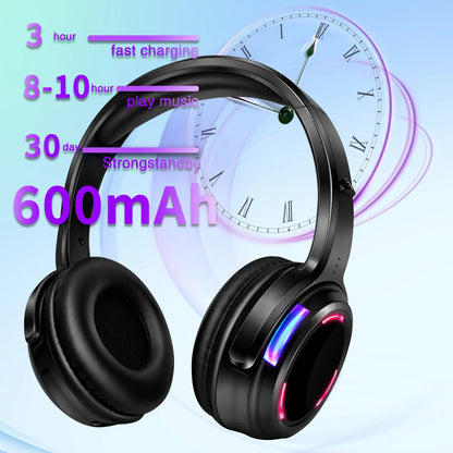 LED Transmitter Silent Disco Headphones for Quiet Events Parties Meetings Yoga - Adjustable Volume Wireless Music Headsets