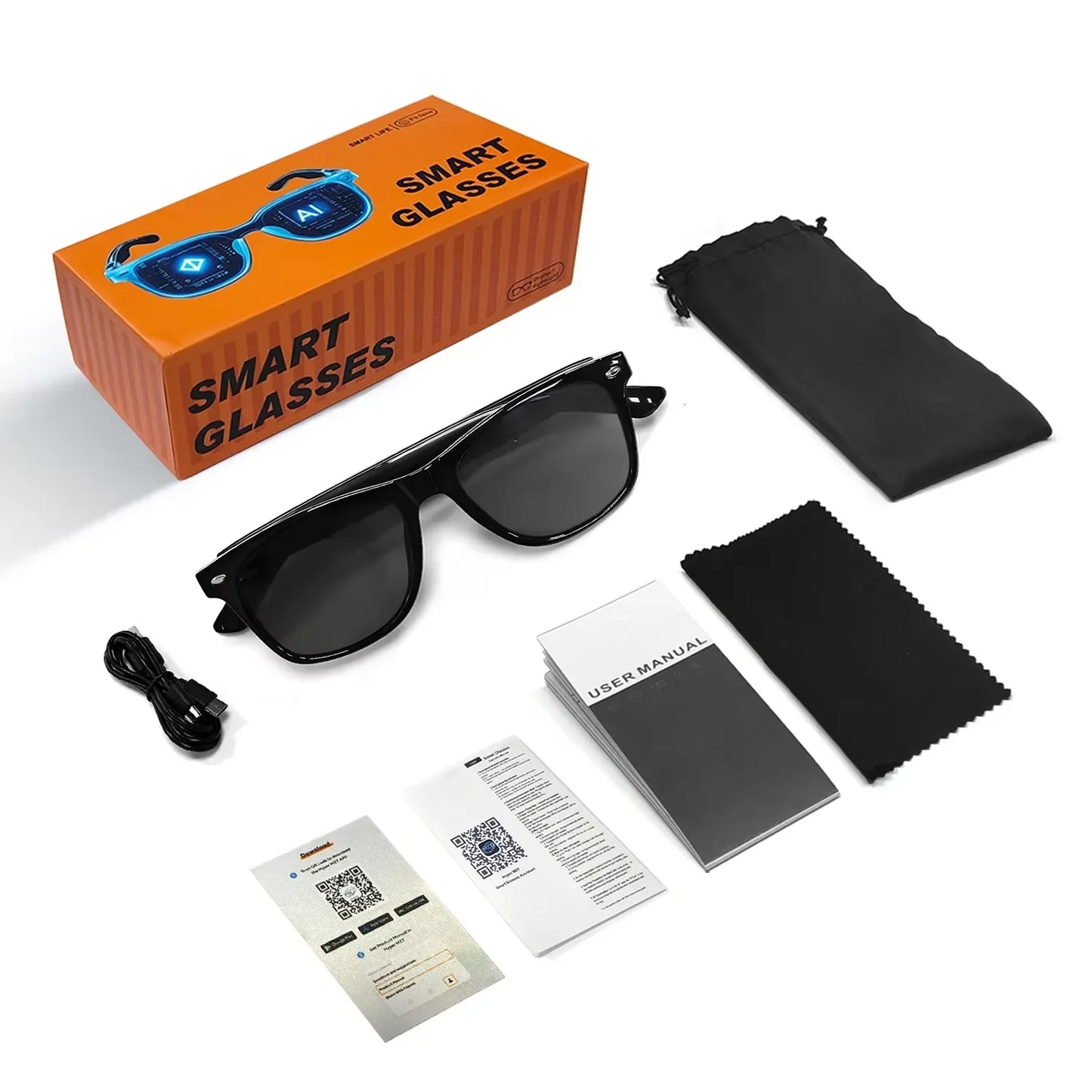 Smart Glasses AI translation 100+ Languages Make Receive Calls Music Calling Noise Reduction Light BT TWS Glasses Men Women