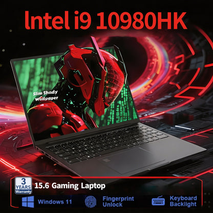 15.6' Intel Core I9 10980HK Windows 11 Pro Laptop Computer 32GB RAM 512GB 1TB 2TB SSD Portable Notebook PC Office Study Laptops