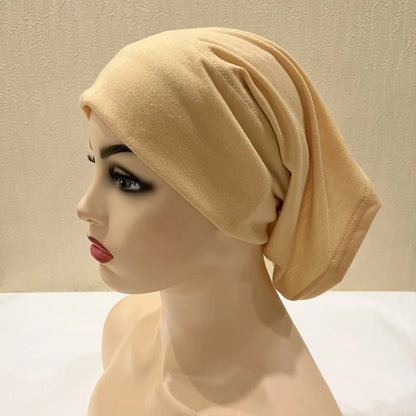 H065 plain tube hats Muslim Turban Pure Color Stretch Inner Hijabs For Caps Ready To Wear Women Head Scarf Under Hijab Bonnet