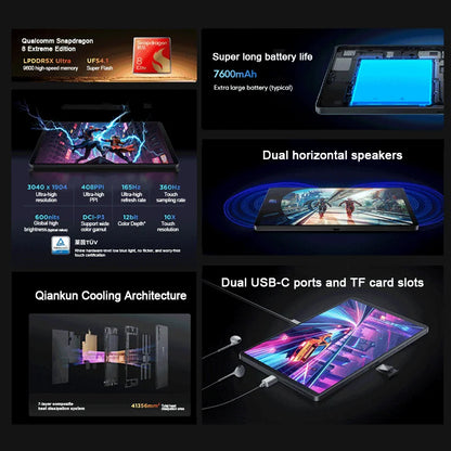 2025 New Lenovo LEGION Y700 4th Gen Gaming Tablet Snapdragon 8 Elite 256GB 512GB 8.8" 3040x1904 165Hz Screen 7600mAh Android Tab
