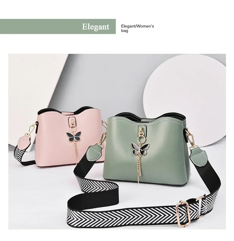 2025 Women White Handbag New Designer Butterfly Tassel PU Leather Messenger Bags Ladies Crossbody Female Tote Shoulder Bag