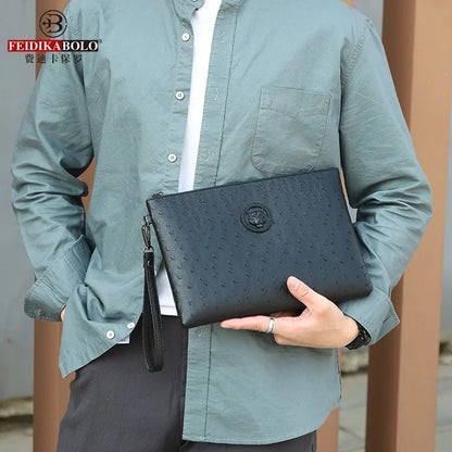 New Business Style Men Clutch Large Wallet Soft PU Leather Male Wristlet Pack Bag Elegant Leisure Stylish HandBags Envelope Bag
