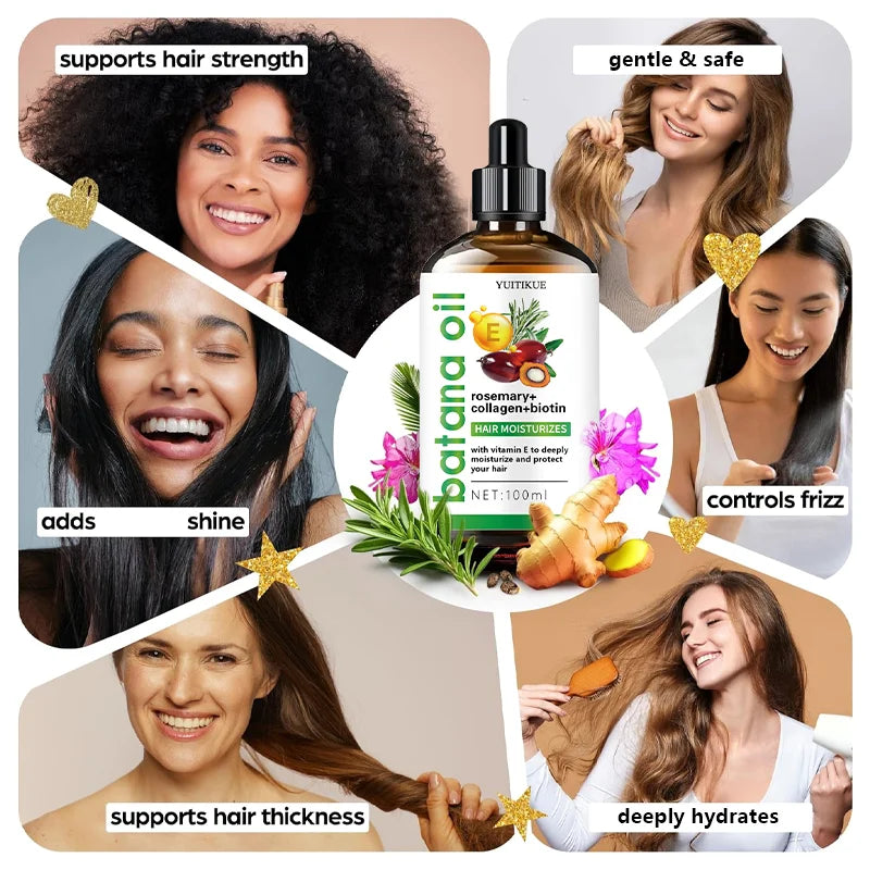 YUITIKUE Batana Oil Hair Essential Oil | With Rosemary, Collagen, Biotin & Vitamin E For Deep Moisturizing 100ml