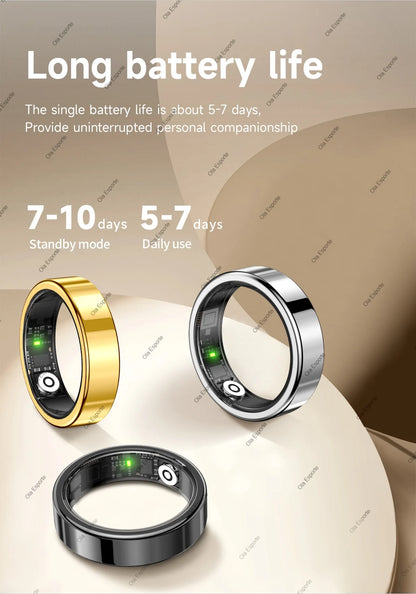 2026 New Smart Ring Heart Rate Blood Pressure Sleep Monitoring Motion Tracking IP68 Waterproof Men Women Smart Ring Holiday Gift
