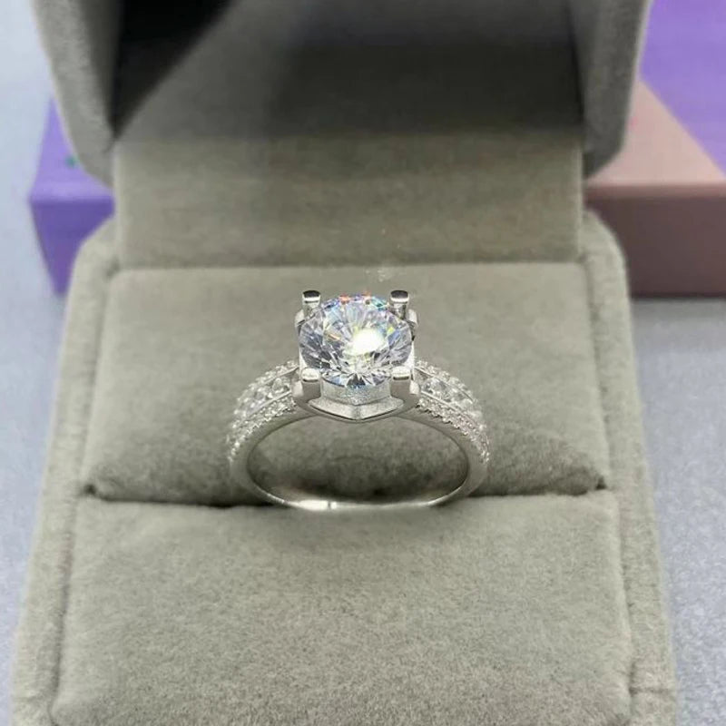 Real 2 Carat 8mm Moissanite Wedding Ring For Women Men 925 Sterling Silver Band D Color VVS Diamond Engagement Fine Jewelry Gift