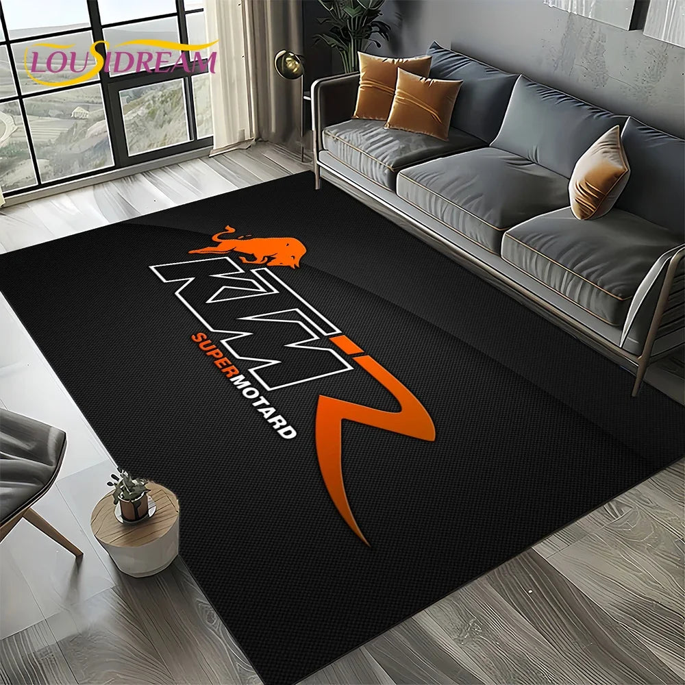 Racing Car K-KTM Motorcycle Carpet Rug for Living Room Bedroom Home Sofa Decoration,Kids Play Area Rug Non-slip Floor Mat Gift