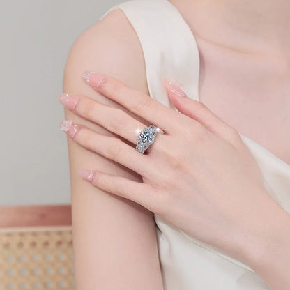 Selling Moissanite 925 Sterling Silver Ring D Color VVS 2 Carat Oval Diamond Finger Band GRA Certified Fashion Jewelry