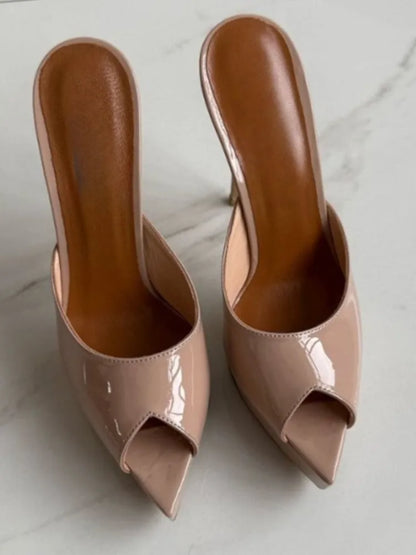 Summer Women's Pointed Toe Open Toe Stiletto Cool Slippers Fashion Women's Wedding Dance Shoes  Luxury Sandals Slippers