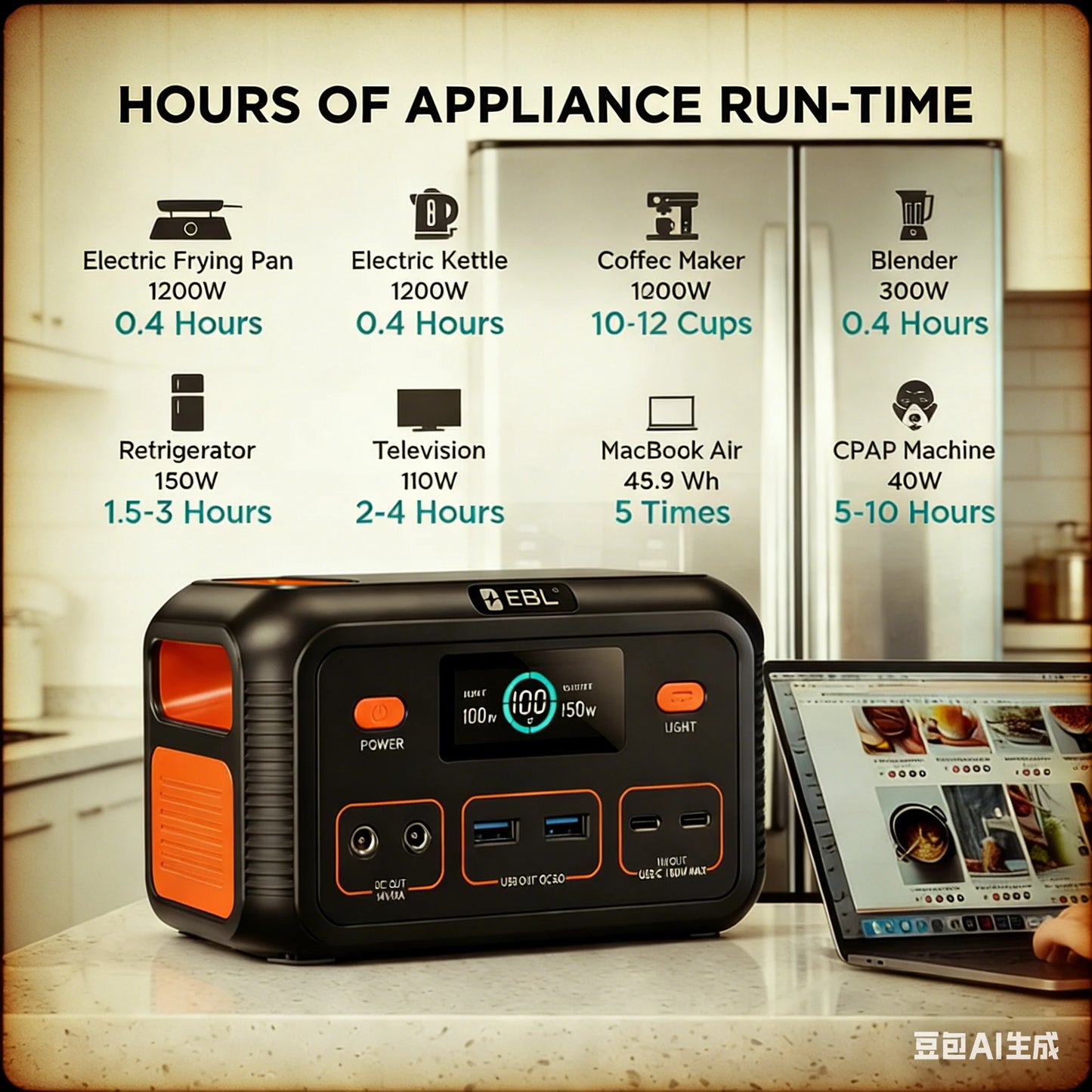 150W 153Wh  Portable Solar Generator Station Battery Power Bank