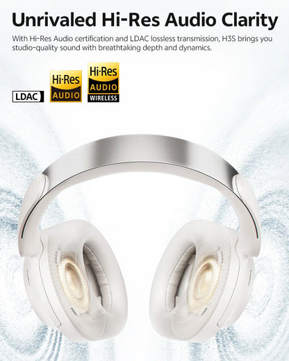 QCY H3S Over Ear Headphone Hi-Res LDAC Spatial Sound Headset H3S -56dB Adaptive ANC Wireless Earphone Bluetooth 6.0 102Hrs