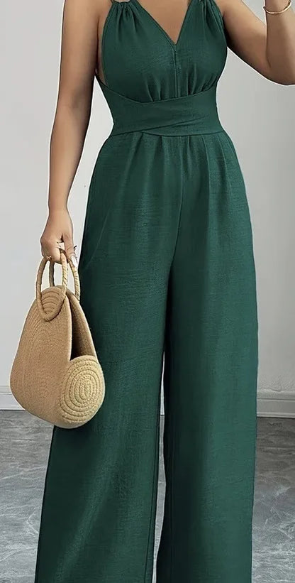 Jumpsuits women 2026 rompers new features fashion sexy V-neck backless cross-belt, wide-leg jumpsuit jumpsuits women's clothing