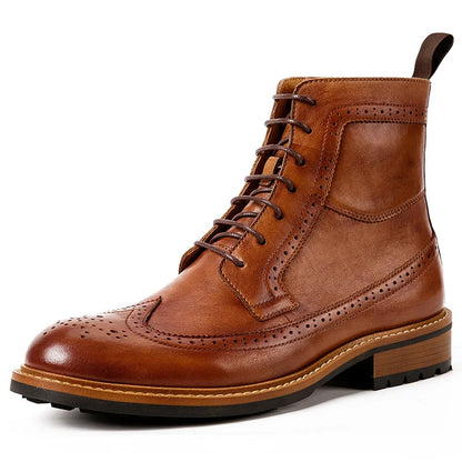 Autumn Fashion Genuine Leather Mens Ankle Boots Handmade Lace Up Stylish Oxford Shoes High Quality Motorcycle Boots for Men 2025