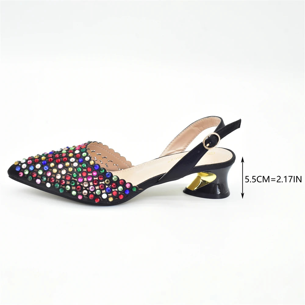 Doershow charming Shoes And Bag Matching Set With silver Hot Selling Women Italian Shoes And Bag Set For Party Wedding!  HAB1-9