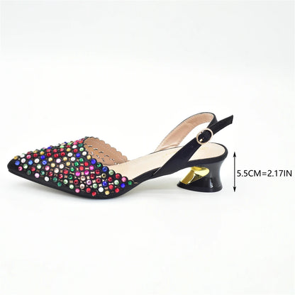 Doershow charming Shoes And Bag Matching Set With silver Hot Selling Women Italian Shoes And Bag Set For Party Wedding!  HAB1-9