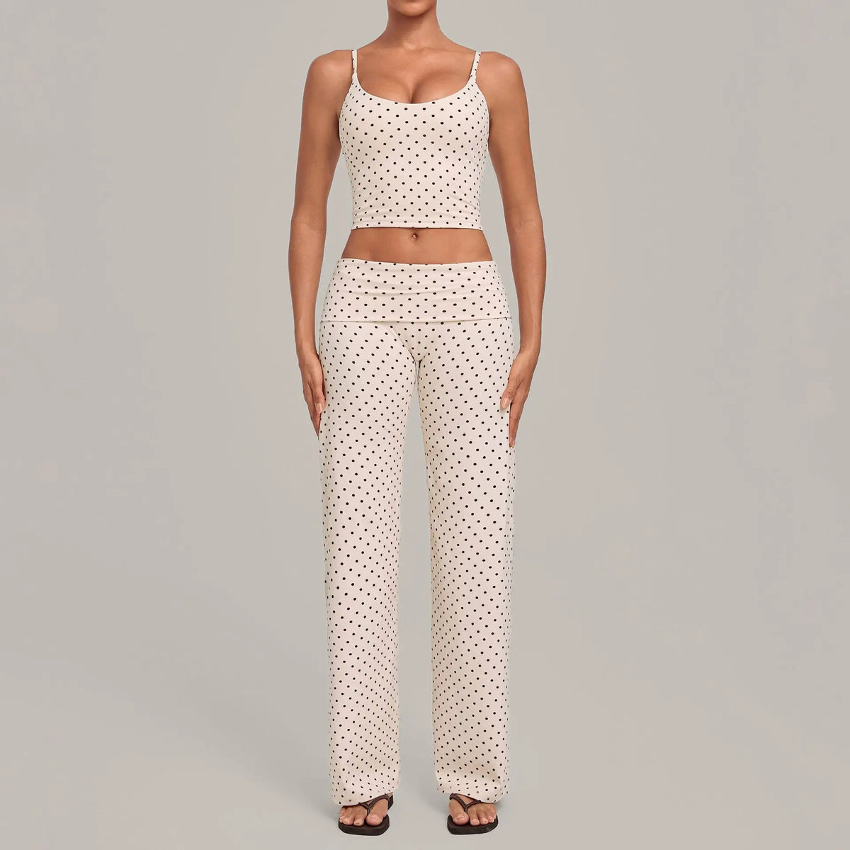 2PCS Stripes And Polka Dots Yoga Suit Women Tracksuits Sports Outfits Gym Clothes Breathable Sports Bra Fitness Flared Pants Set