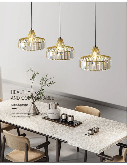 Crystal Pendant Lights Indoor Bedroom Ceiling Chandeliers Lamps Nordic Loft Loby Hanging Light Fixture Hotel Hall Decor Led Lamp