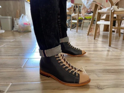 High-tooling Boots Men's Goodyear-Welted Vintage Boots Men's Retro Shoes Chelsea Fashion Trend Dress Black Desert Boots Men