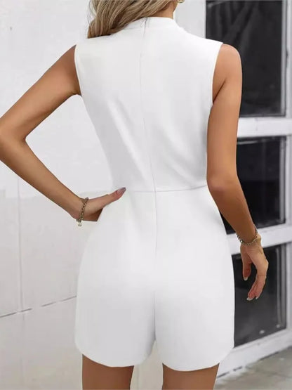Summer Jumpsuit Women Fashion Solid O Neck Sleeveless Chic Playsuit Elegant Clothes Female Casual Jumpsuits