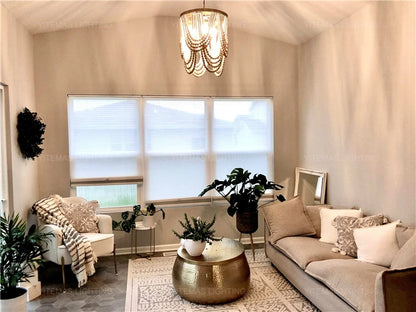 French Country white wood Bead Chandelier dining room bedroom princess Decorative chandelier 3/5 lights hanging light fixture