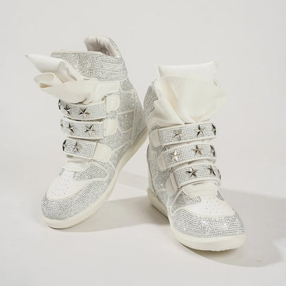 Casual Designer Sneakers Women Luxury Ankle Boots Fashion High Quality Cow Suede Flat Platform Height Increase High-top Shoes