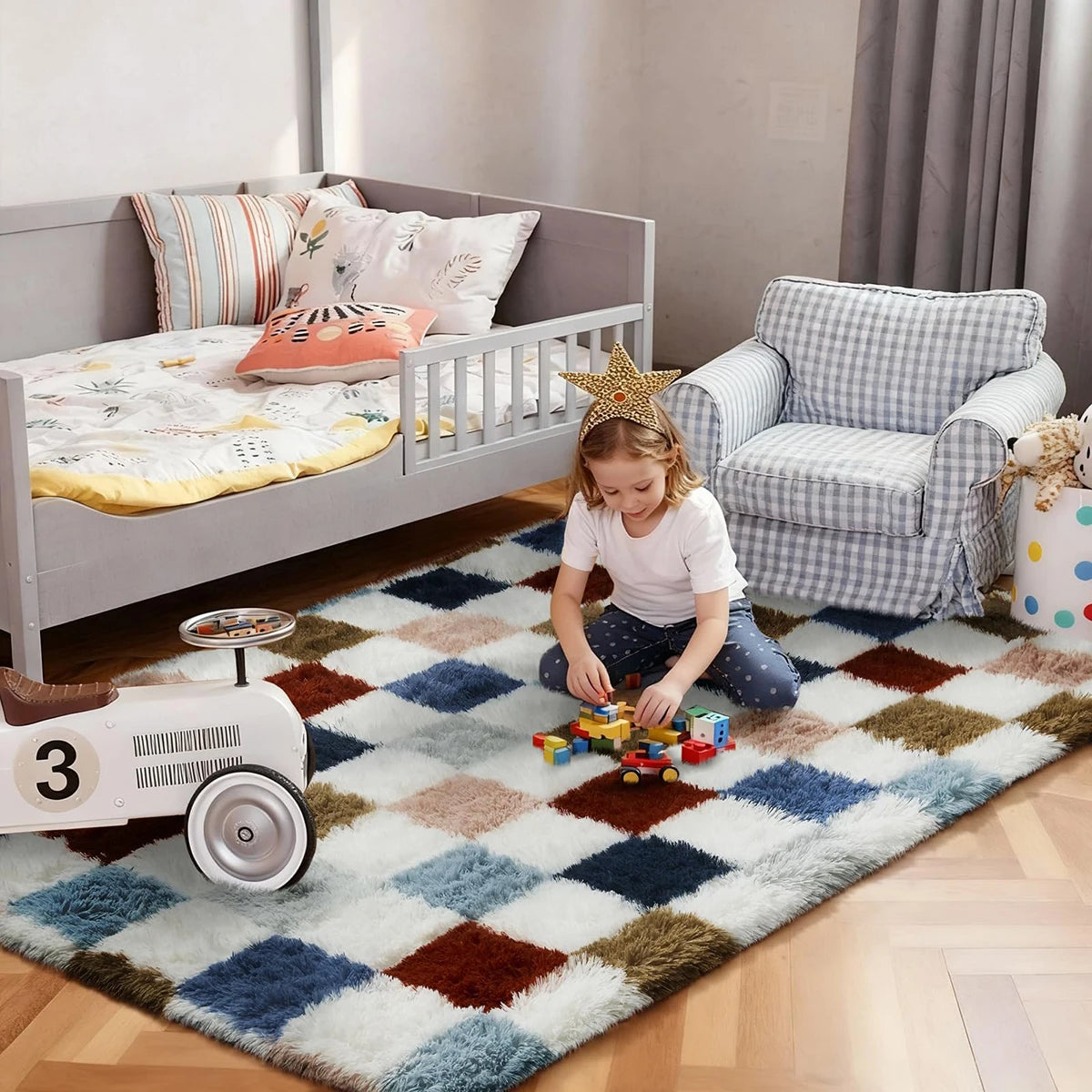1pc Soft Long-hair Plush Carpet Rug Non-Slip Plush Fluffy Soft Furry Bedside Carpet Drum Carpet Holiday Suitable for Dormitory Home Decoration Pet-Friendly Bedroom Living Room Carpet Home Decoration Room Decoration