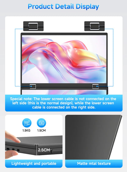 UPERFECT 15.6" Dual Portable Monitor for Laptop Screen Extender Folding Stacked Triple with Mini HDMI Office Computer Display