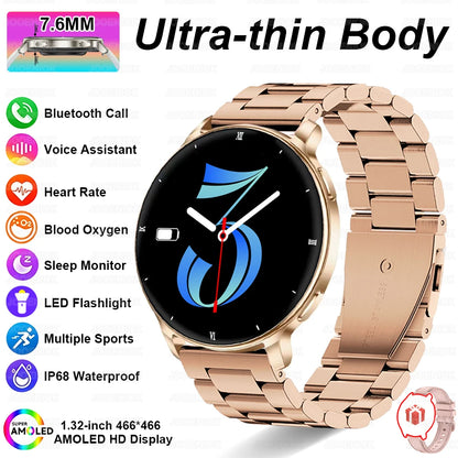 2026 New 1.32" AMOLED Smartwatch Man 466*466 Resolution Bluetooth Call LED Flashlight Fitness Tracker Smart Watch For Men Women