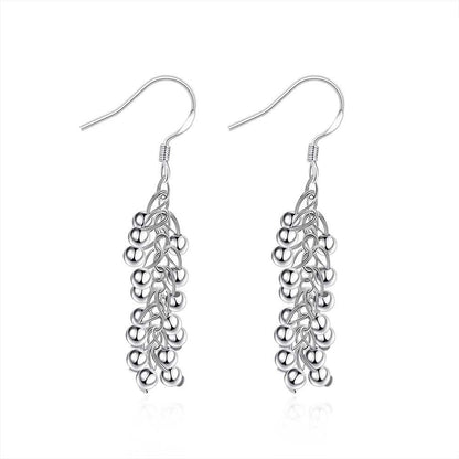 Hot Silver color Creative grape beads drop earrings for Woman Fashion party fine Gifts elegant noble Jewelry
