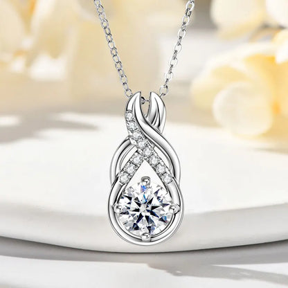 IOGOU Luxury 6.0CTW 8MM VVS1 Moissanite Jewelry Set 925 Silver Infinity Pendant Necklace Drop Hoop Earrings Sets for Women Gifts