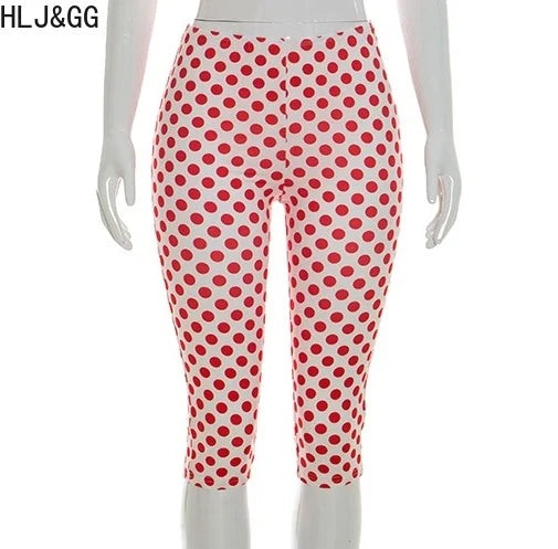 HLJ&GG Fashion Y2K Letter Print Tshirts Two Piece Sets Women O Neck Short Sleeve Crop Top And Polka Dot Shorts Outfit Streetwear