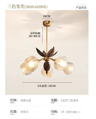 French Ceiling Lamp American Retro Bedroom Chandelier Lights Study Room Master Bedroom Lamp Suspension Luminaire