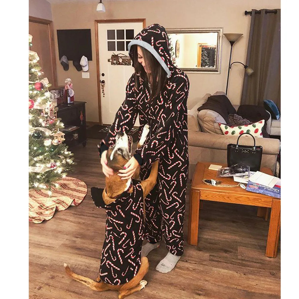 2024 Autumn Fashion Christmas New Women's jumpsuit Loose Elastic Elegant Stripe Fun Zipper Christmas Home Hoodie jumpsuit