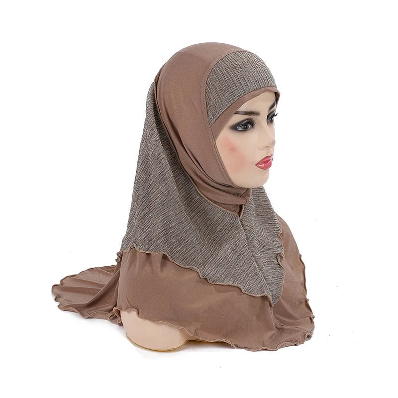 H076 Adults or big girls medium size 70*60cm pray hijab muslim hijab scarf islamic headscarf hat amira pull on headwrap