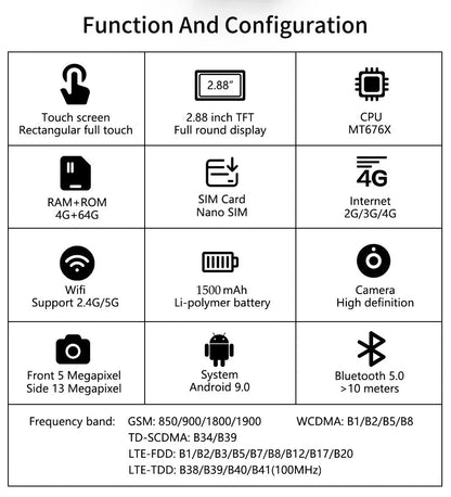 LOKMAT APPLLP MAX-NEW 4G LTE Smartwatch 2.8" Touch Screen WiFi Dual Camera Video Call Heart Rate Monitor Smart Watch for Android