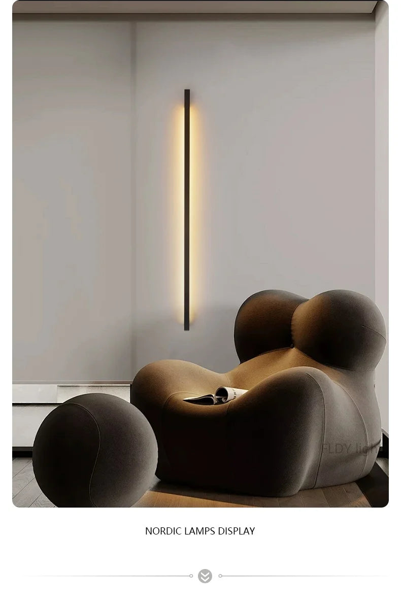 Modern Minimalist Long Wall Lamp LED Wall Mounted Light Indoor Living Room Bedroom Background Lamp Home Decora Fixtures 110/220V