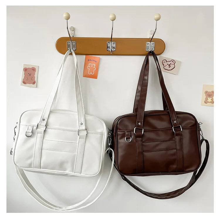 Japanese Style JK Bag Women High School Student Uniform Bag PU Leather Shoulder Bag Women Simple Handbags Crossbody Bags Itabag