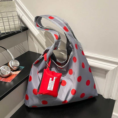 New Large Capacity Tote Handbag Polka Dot Shoulder Bag Fashion Top-Handle Bags Vintage Hobo Bucket Bag Commuting Underarm Pouch