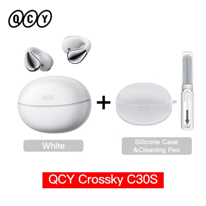 QCY Crossky C30S Open Ear Wireless Earphones Hi-Res with LDAC Ear Clip Earbuds Bluetooth 6.0 Clip On OWS Sports Headphones 40Hrs