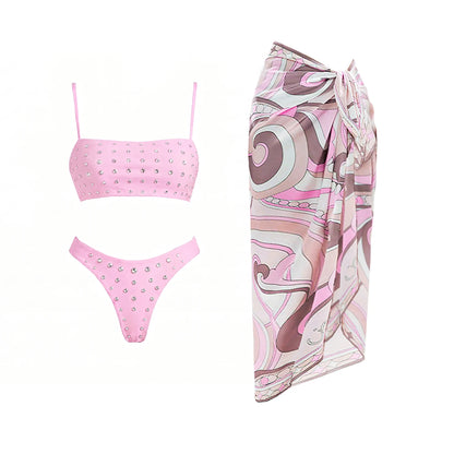 Bandeau Biquini With Cover Up Sexy Women Swimsuit 2026 New Swimwear Push Up Swim Suits Female Off Shoulder Bathingsuit Beachwear