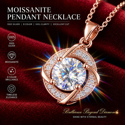 Luxury 1 Carat Moissanite Necklace Pendant D Color VVS1 S925 Sterling Silver Chain Women Engagement Wedding Jewelry With GRA