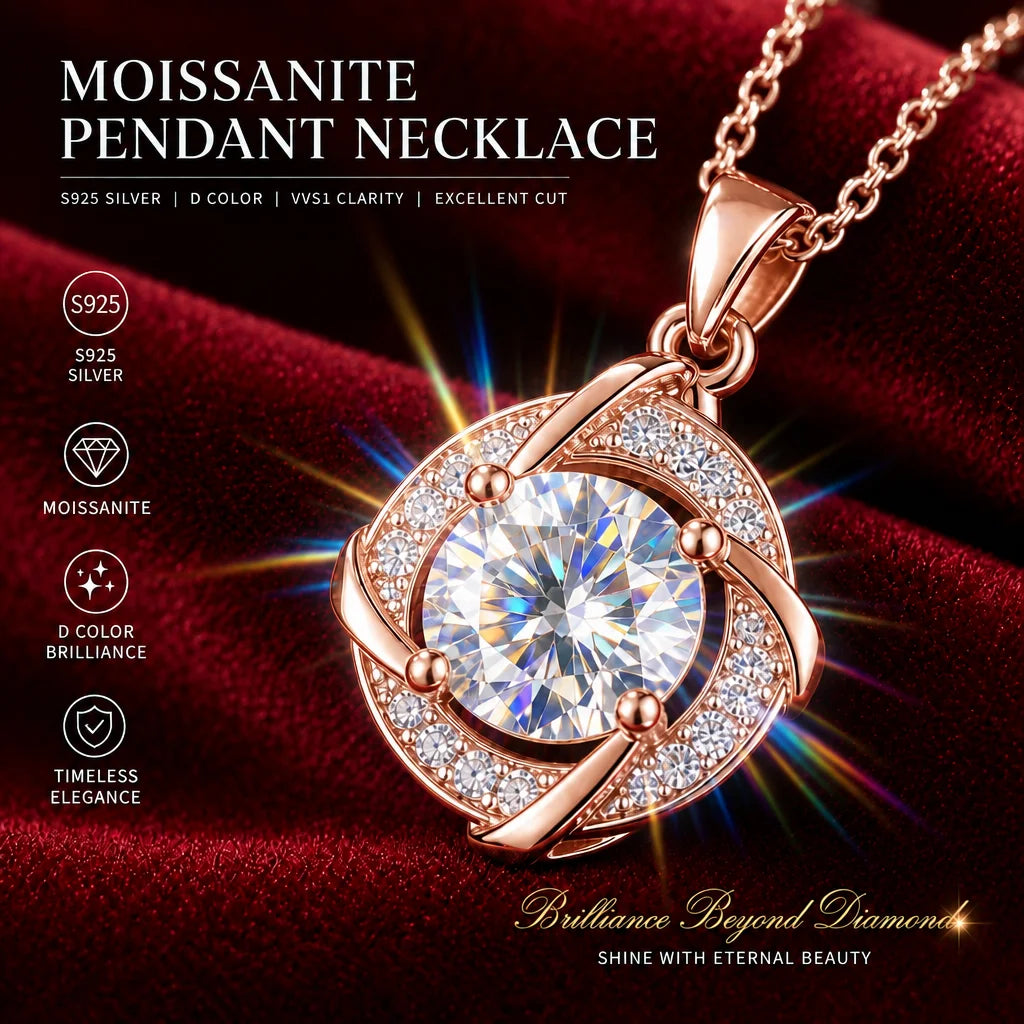 1.0ct VVS1 D Color Moissanite Necklace 18K Gold Plated S925 Sterling Silver Fine Jewelry Certificate Included for Women